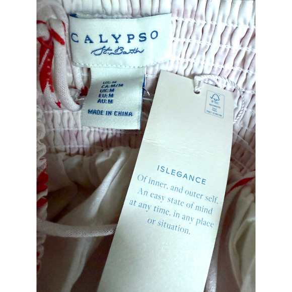 NWT Viral Calypso st Barth Shell Coral Red White Maxi Sun Dress Rio Size M - Picture 6 of 7